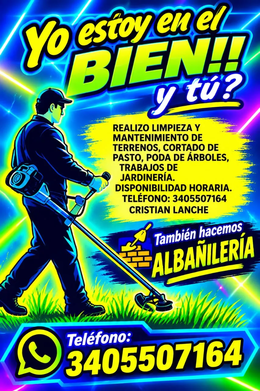Cortador de pasto y albañil