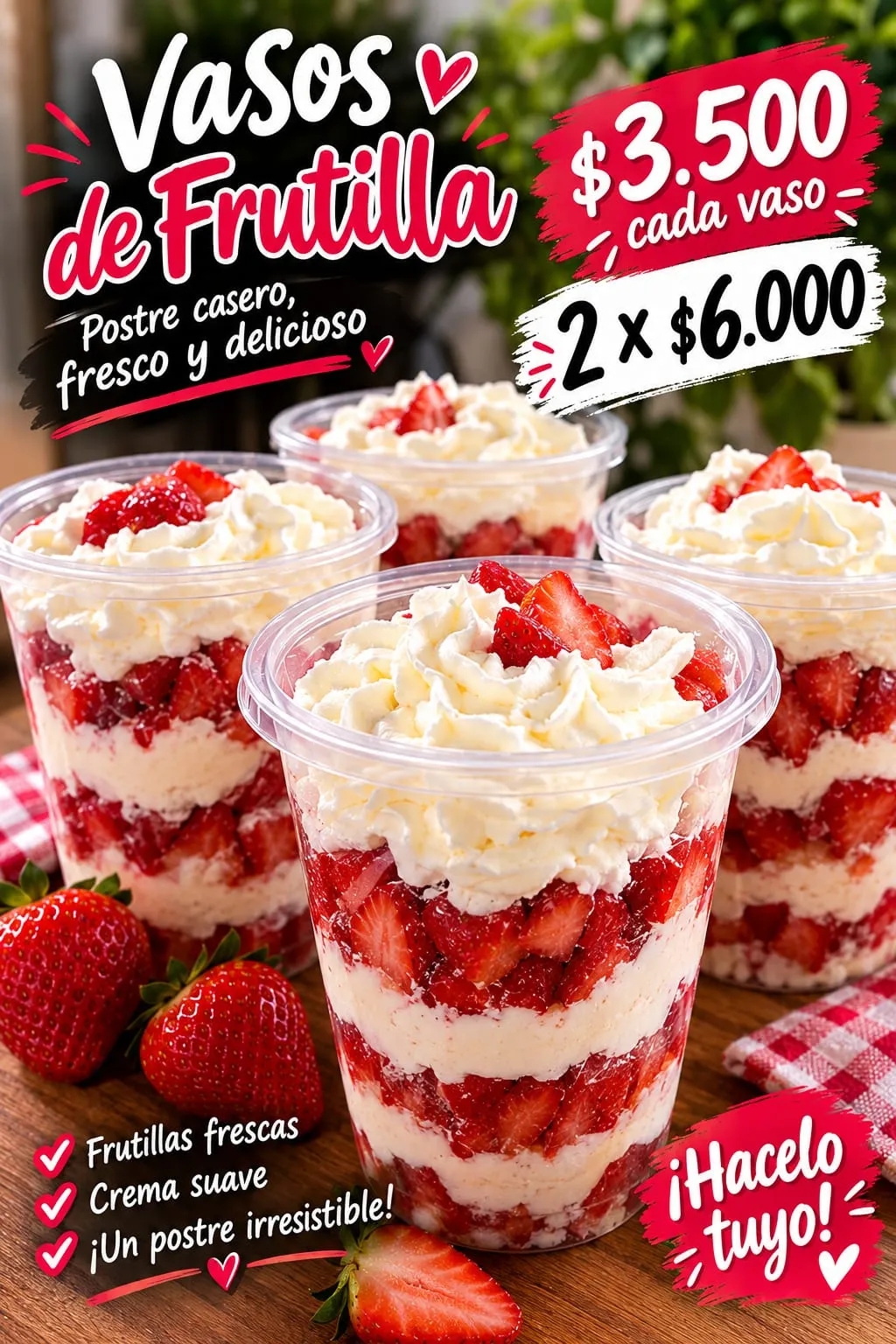 Venta de postre de frutilla crema